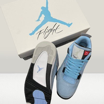 Jordan 4 University Blue Leather [Full - Box] - ShoeResidenceback side view of Jordan 4 University Blue sneakersJordan 4364 Adidas Blue4 Air Blue4 air university blue jordan9
