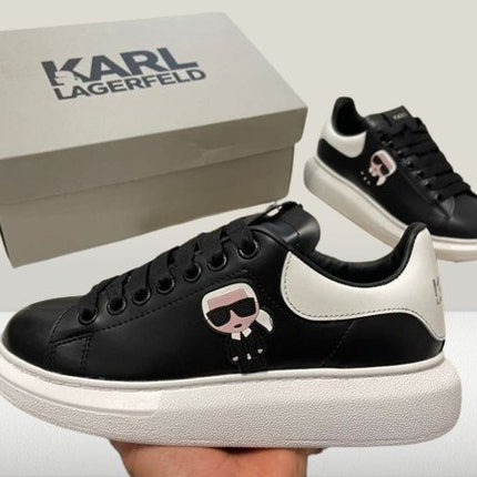 Karl Lagerfeld - Black Leather [40% OFF] - ShoeResidenceSleek Karl Lagerfeld designer shoes in black with white accents and branded heelKarl Lagerfeld36adidas alb karl lagerfeldadidas negurAdidasi Dama Karl2
