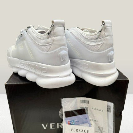 Versace - Chain Reaction White [FULL - BOX] - ShoeResidenceBack heel detail of Versace Chain Reaction WhiteVersace36adidas versaceAdidas Versace Chainadidas versace chain reaction14